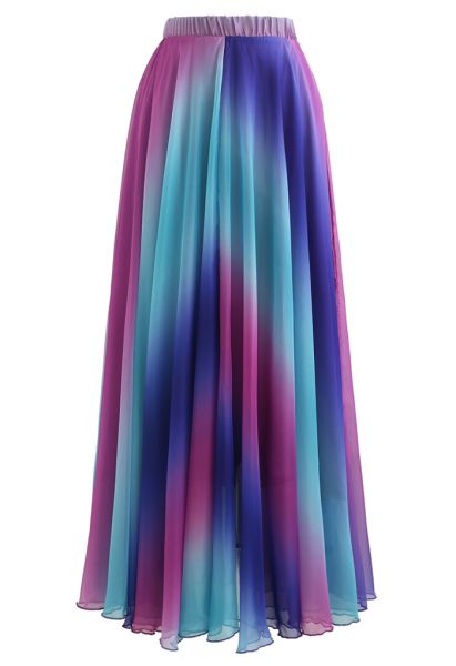 Jupe longue en mousseline tie dye en violet