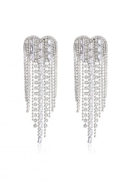 Boucles d'Oreilles Pendantes Diamant Pampille Coeur