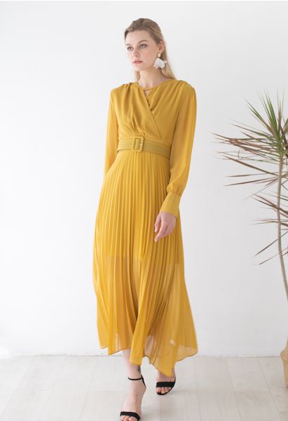 Zara robe outlet jaune plissée