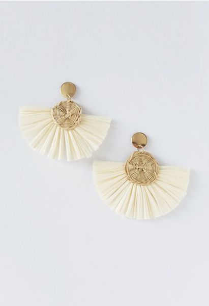 Boucles d'oreilles Circle Rotin Raphia Tassel