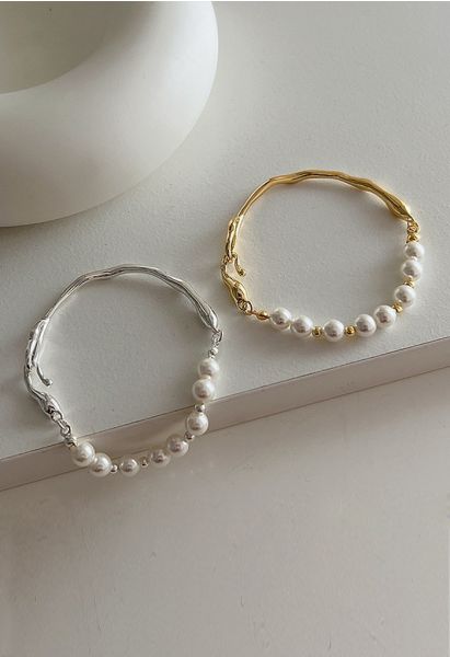 Bracelet de perles en métal irrégulier