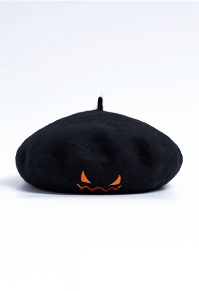 Chapeau béret Wicked Pumpkin en noir