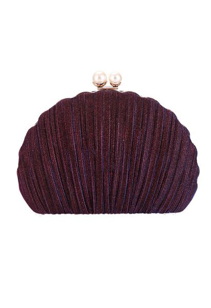 Pochette Ritzy Seashell Pearl en bordeaux