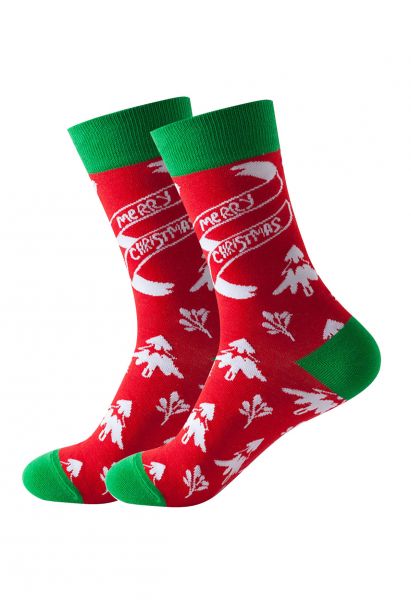 Chaussettes mi-mollet en jacquard Christmas Vibe en rouge