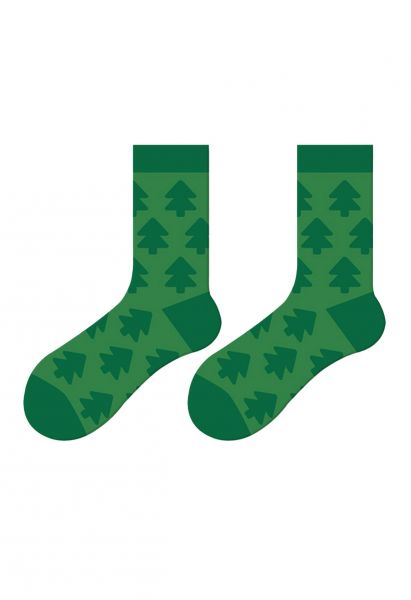 Chaussettes mi-mollet gaufrées Christmas Vibe en vert