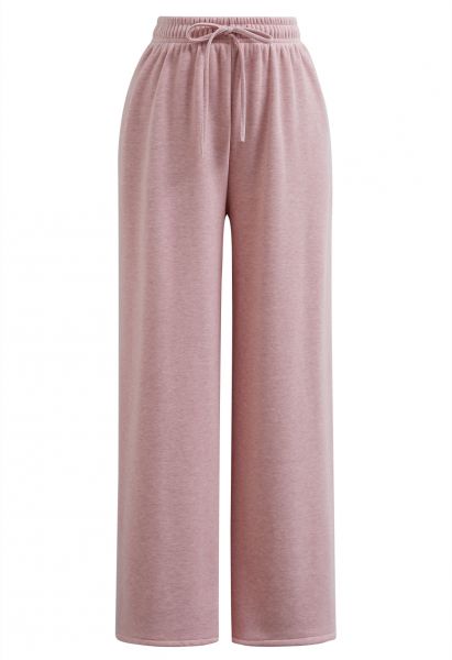 Pantalon de détente confortable à doublure en velours en rose