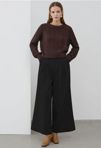 Pantalon large confortable en coton noir