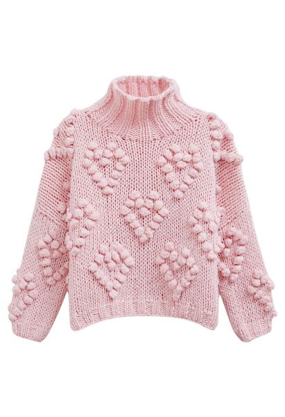 Pull à col roulé Knit Your Love en rose