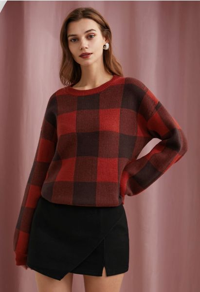 Pull en tricot à motif Vogue Check