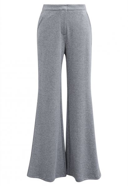 Pantalon évasé avec poches latérales en gris