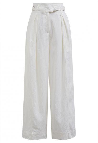 Pantalon large décontracté avec ceinture en blanc