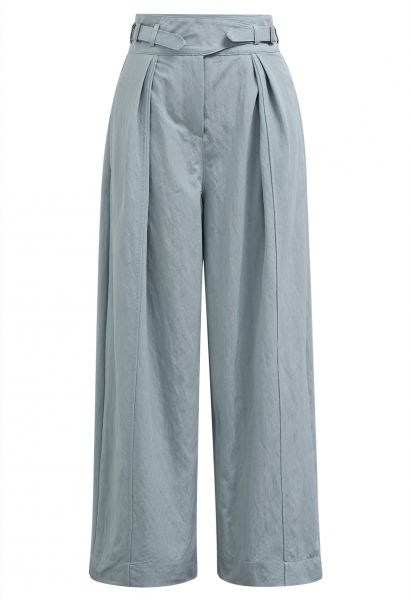 Pantalon large décontracté avec ceinture en bleu