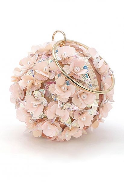 Pochette boule de fleurs exquise en rose