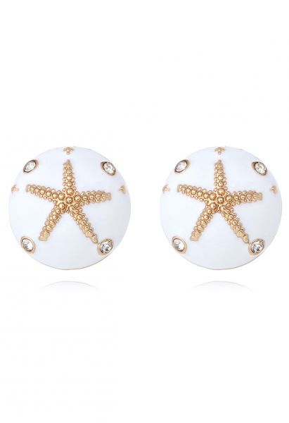 Boucles d’oreilles arrondies en forme d’étoile de mer en blanc