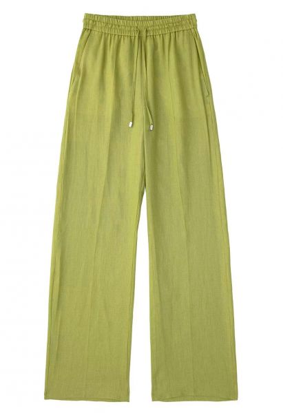Pantalon Breezy en coton à jambe droite, vert citron