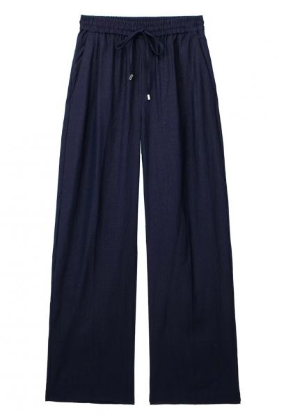 Pantalon droit Breezy en coton, bleu marine