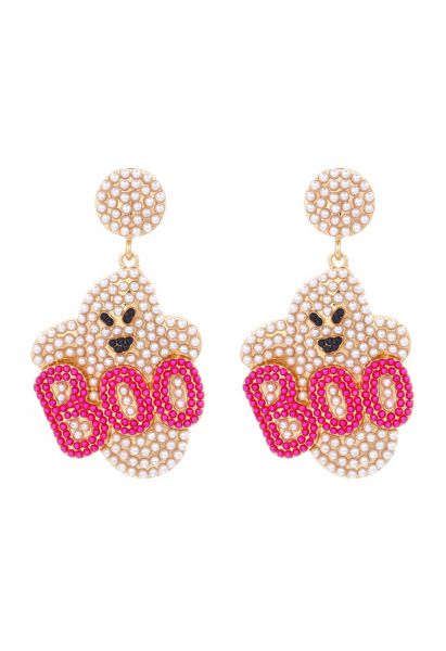 Boucles d'oreilles BOO Evil Ghost Pearl en rose vif