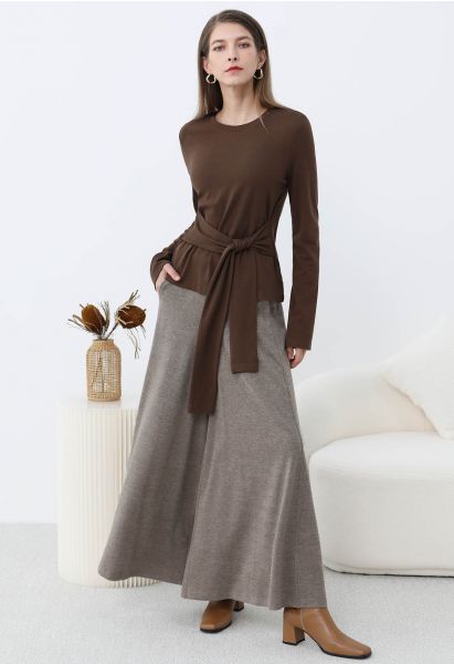 Pantalon évasé Graceful Ease en taupe