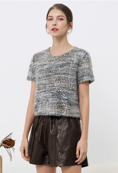 Short en similicuir avec cordon de serrage Urban Chic en chocolat