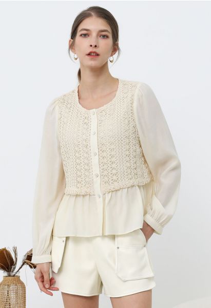 Chemise boutonnée en crochet confortable au toucher