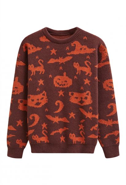 Pull en tricot sur le thème enchanteur d'Halloween