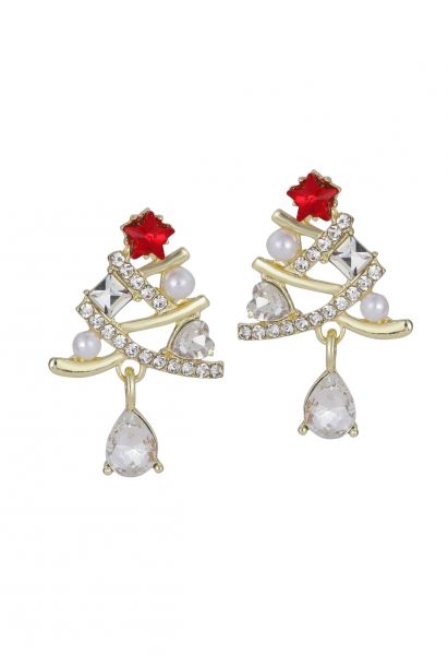 Boucles d'oreilles en forme d'arbre creux en forme d'étoile rouge