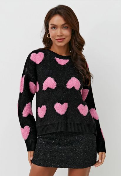 Pull ras du cou en maille jacquard Passionate Love