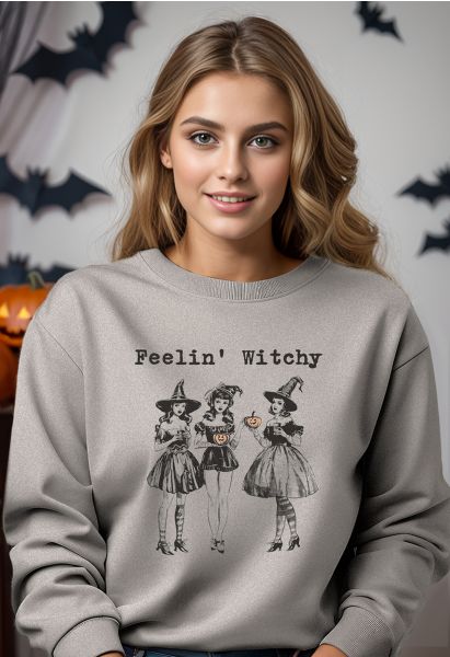 Sweat-shirt à motif girly « Feelin' Witchy »