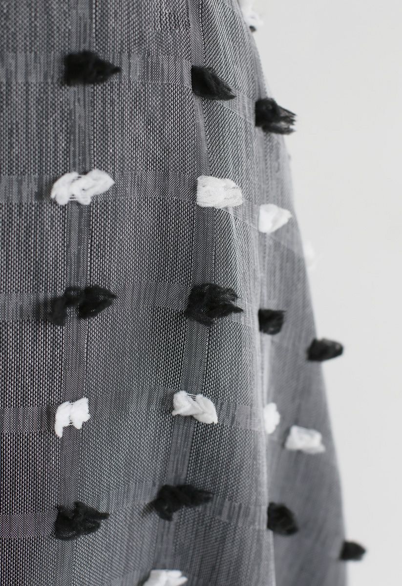 Robe mi-longue ornée de pois en coton 3D