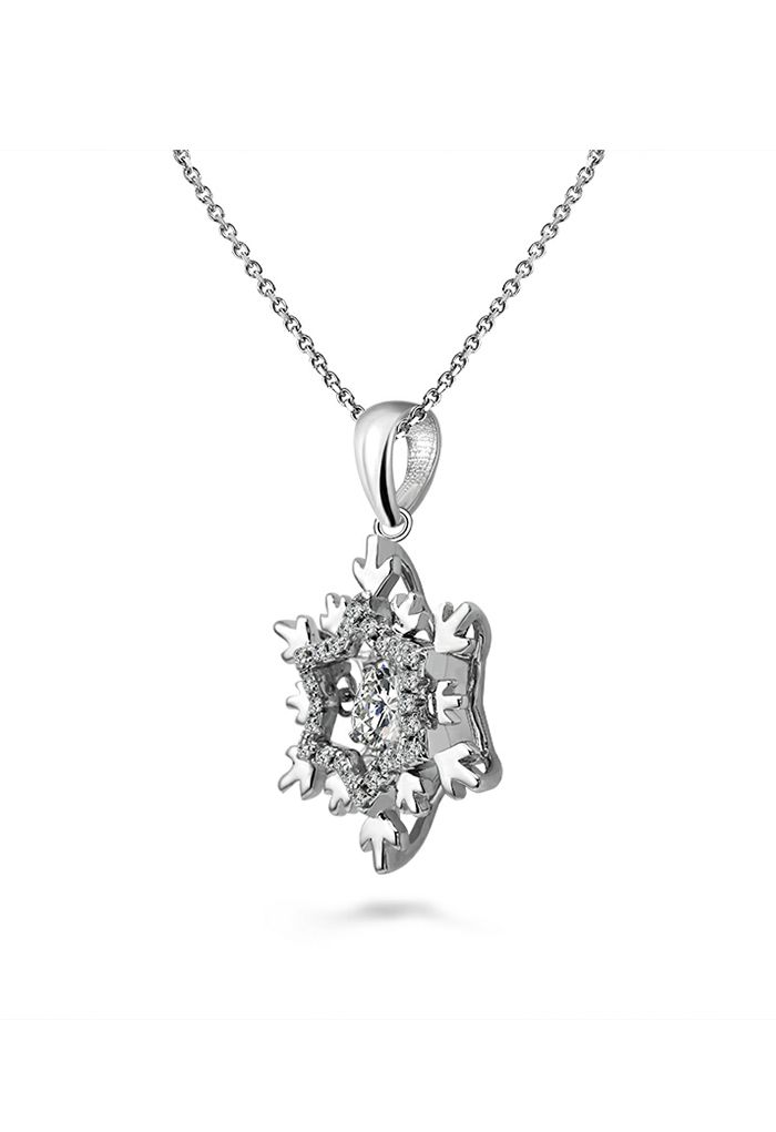 Collier en diamant Moissanite avec pendentif en forme de flocon de neige