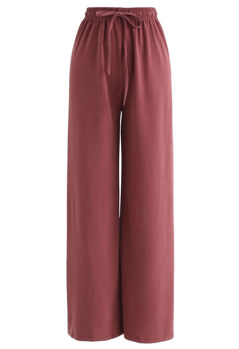 Pantalon large à cordon de serrage en rouge