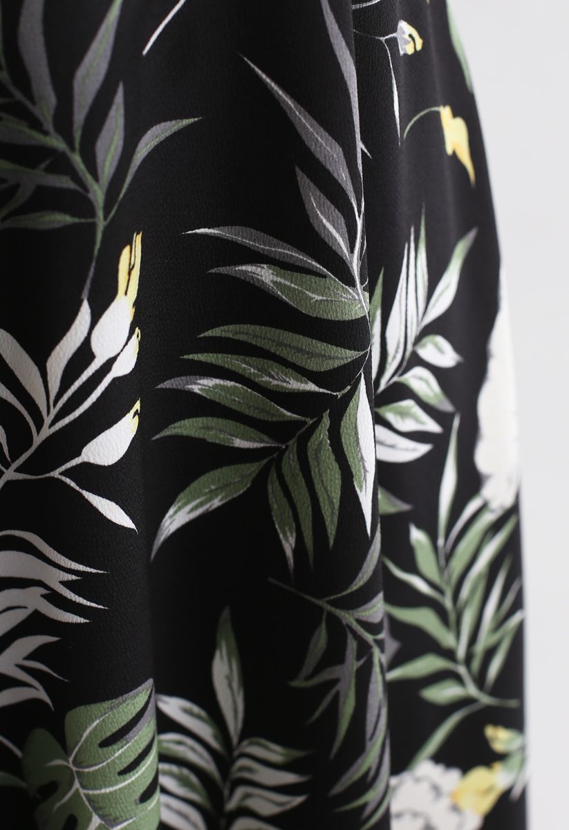 Robe asymétrique en dentelle à feuilles tropicales