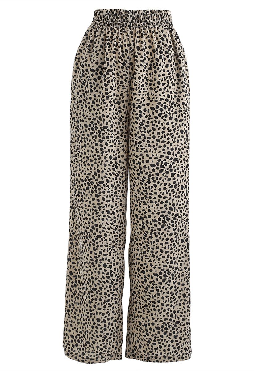 Pantalon large à imprimé léopard léger