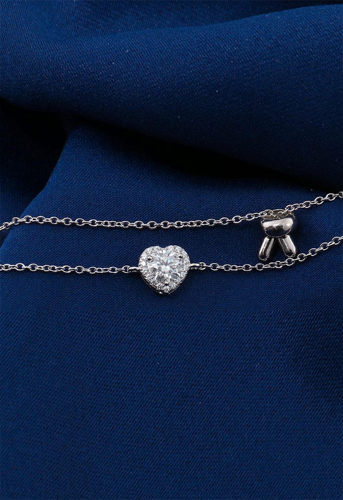 Pendentif Coeur Bracelet Moissanite Diamant
