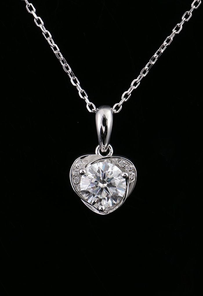 Collier en diamant Moissanite en forme de coeur