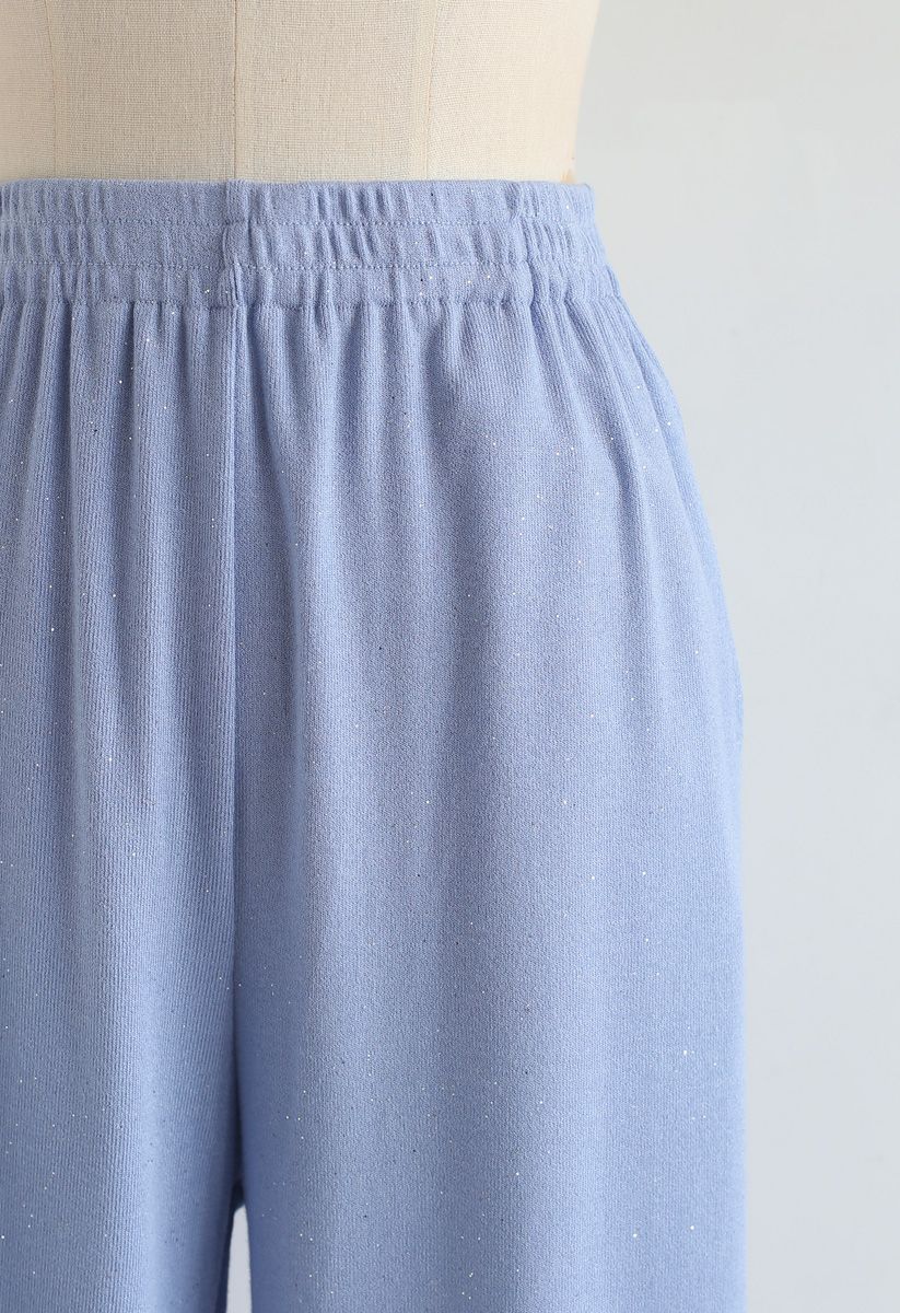 Pantalon long scintillant à jambe large en bleu