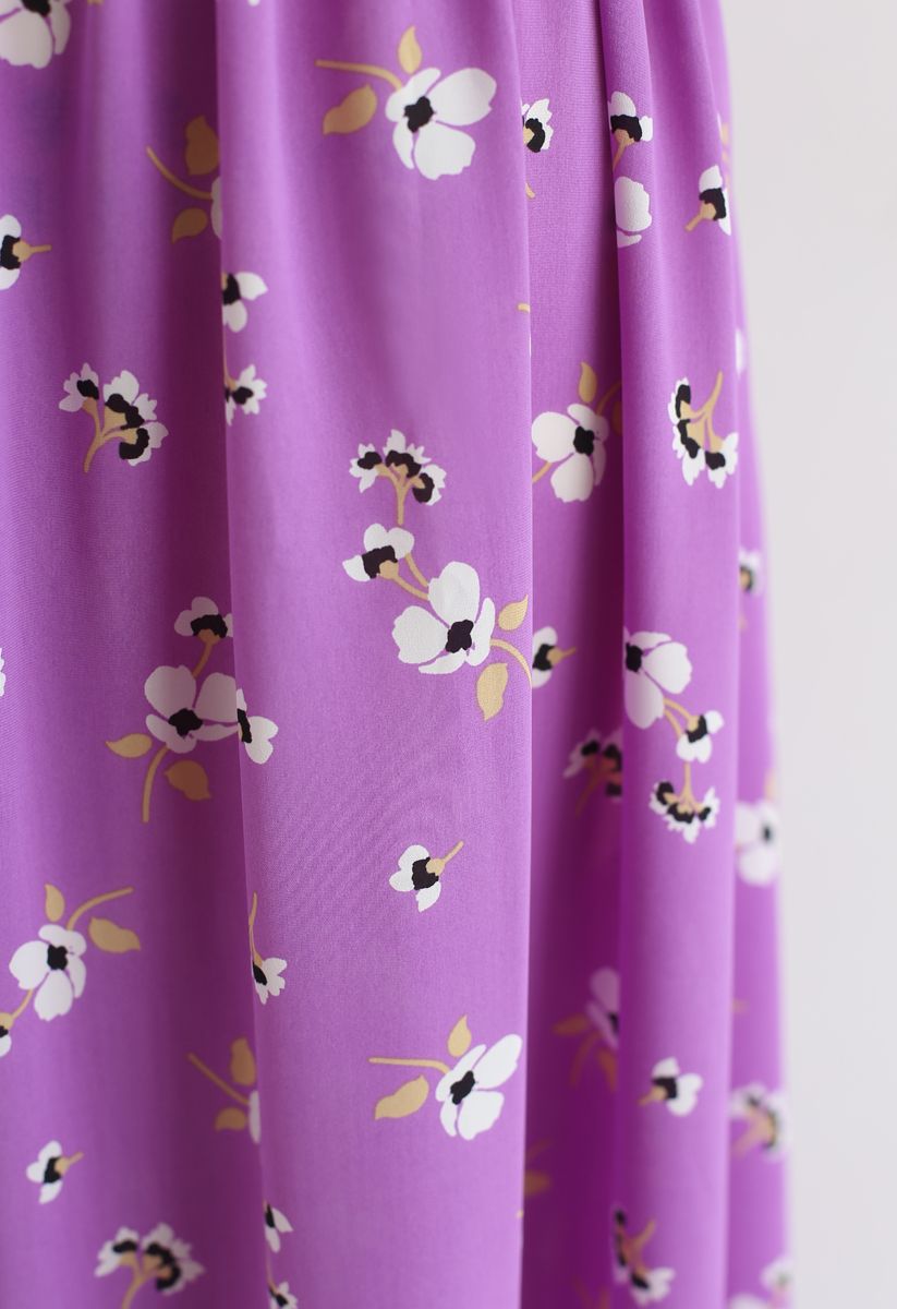 Robe longue cache-cœur Aflutter Bouquets en violet