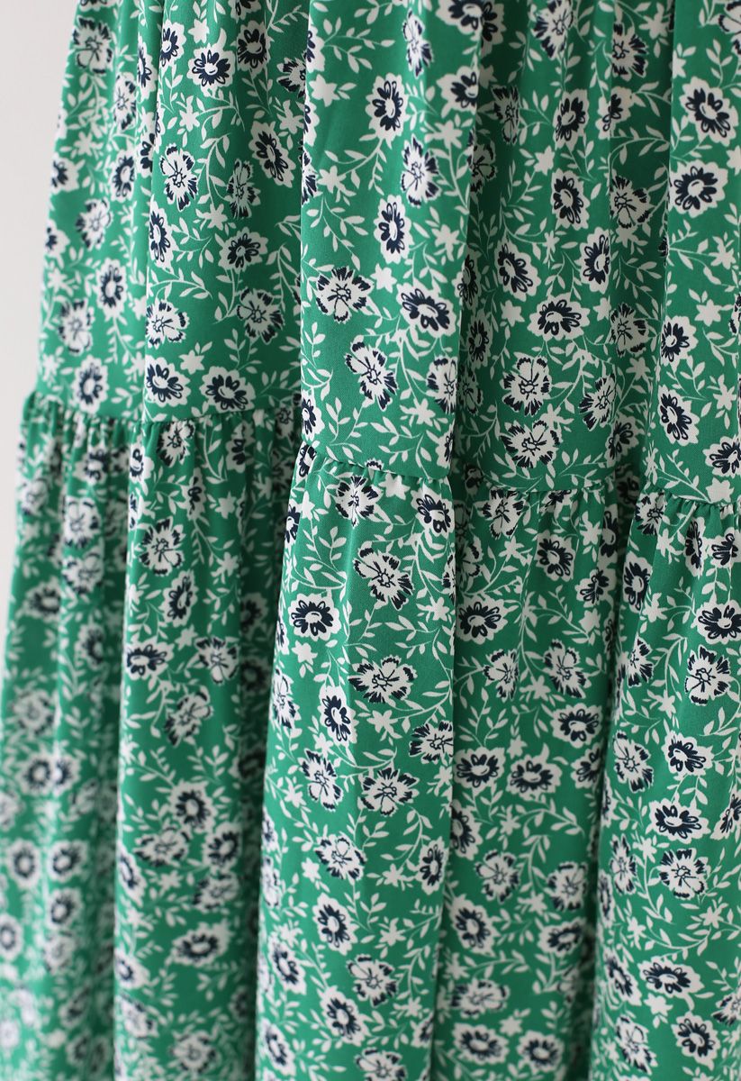 Robe longue froncée à pois Richly Floret en vert