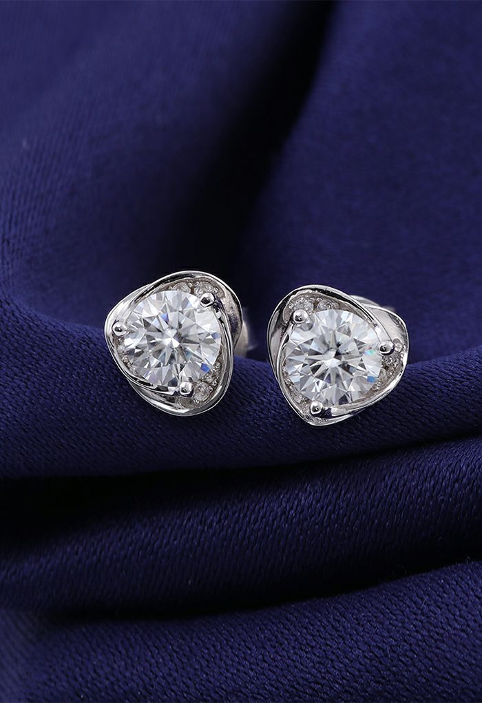 Boucles d'oreilles diamant Moissanite florale