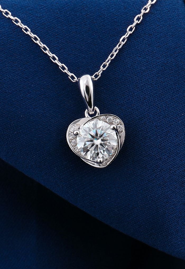 Collier en diamant Moissanite en forme de coeur