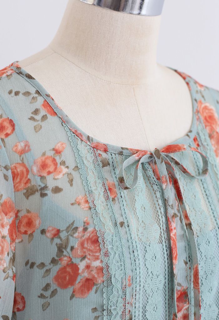 Gossamery Organza Lace Floral Dolly Dress in Mint