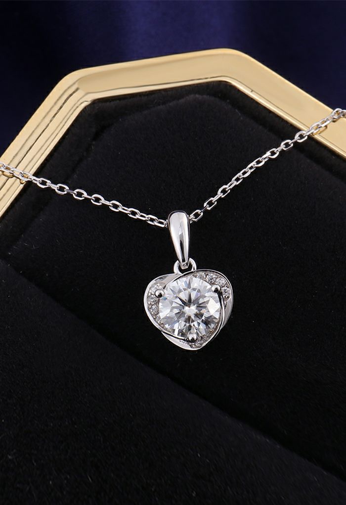 Collier en diamant Moissanite en forme de coeur