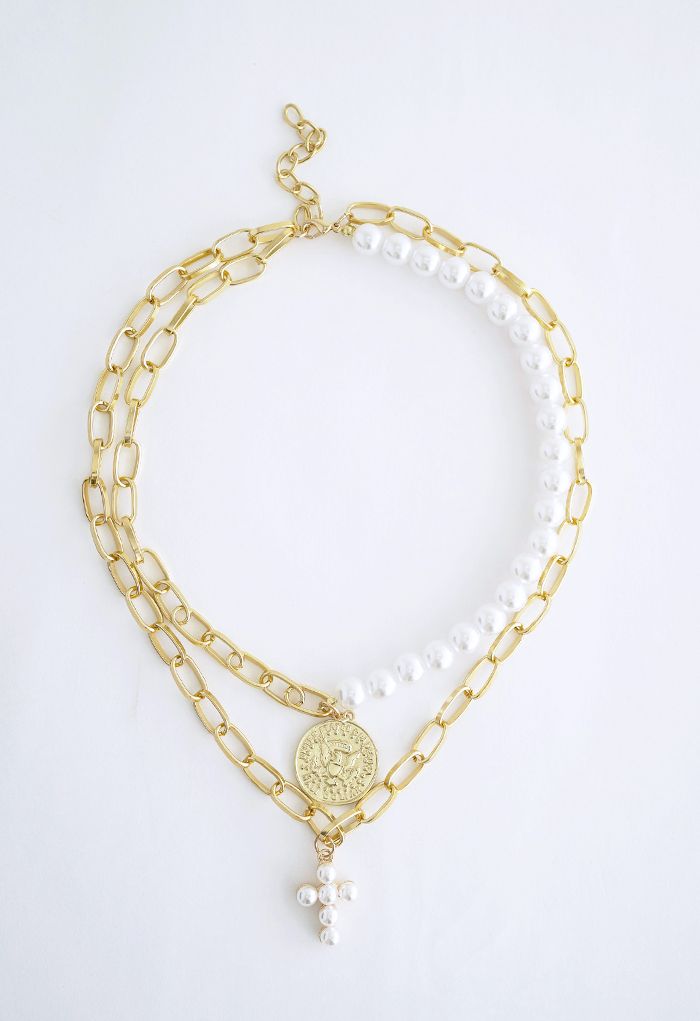 Collier chaîne de perles superposées en or