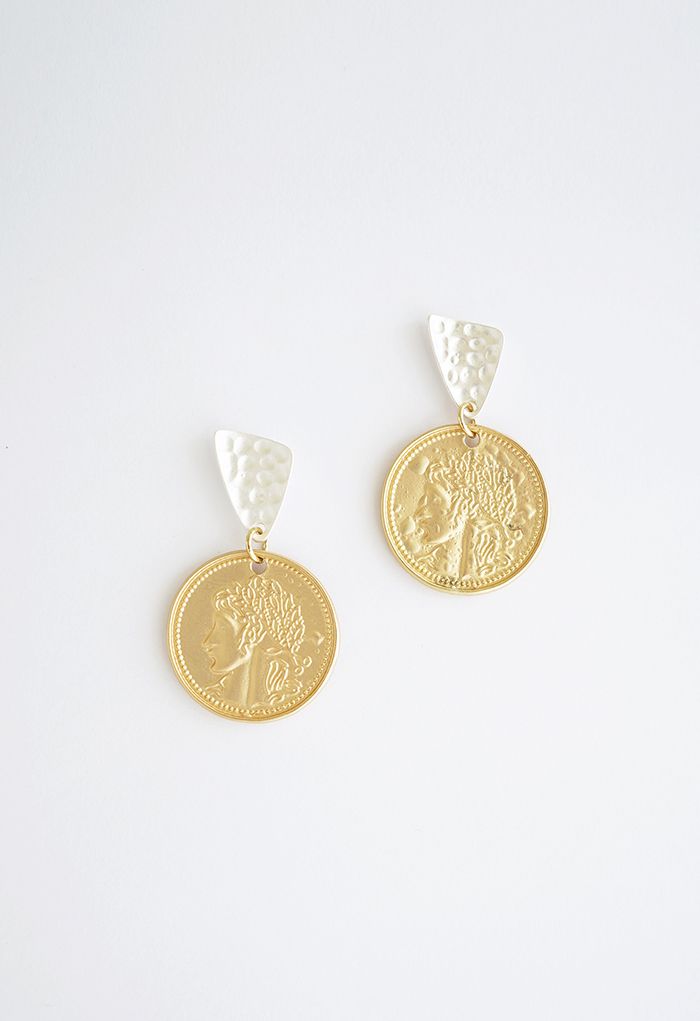 Pendants d'oreilles en or avec pièce de monnaie grecque antique