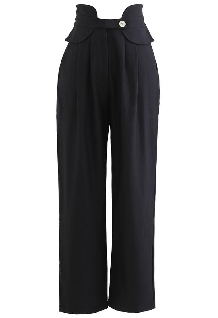 Pantalon fuselé à taille haute en noir