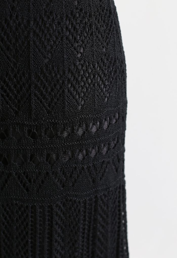 Jupe polyvalente en tricot évidé en noir