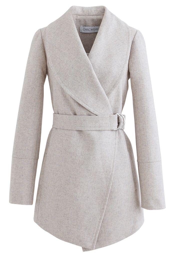 Rabato Wrap Belted Wool-Blend Coat in Ivory
