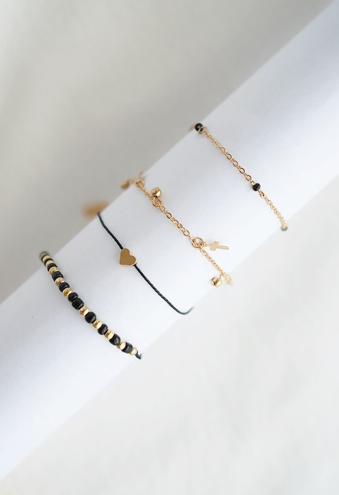 4 paquets de bracelets de brins de perles en métal