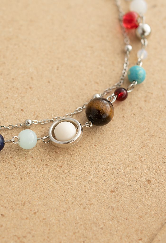 Bracelets de perles en métal superposées Galaxy