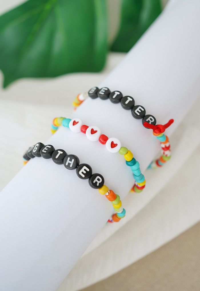 2 ensembles de bracelets d'amitié de perles colorées